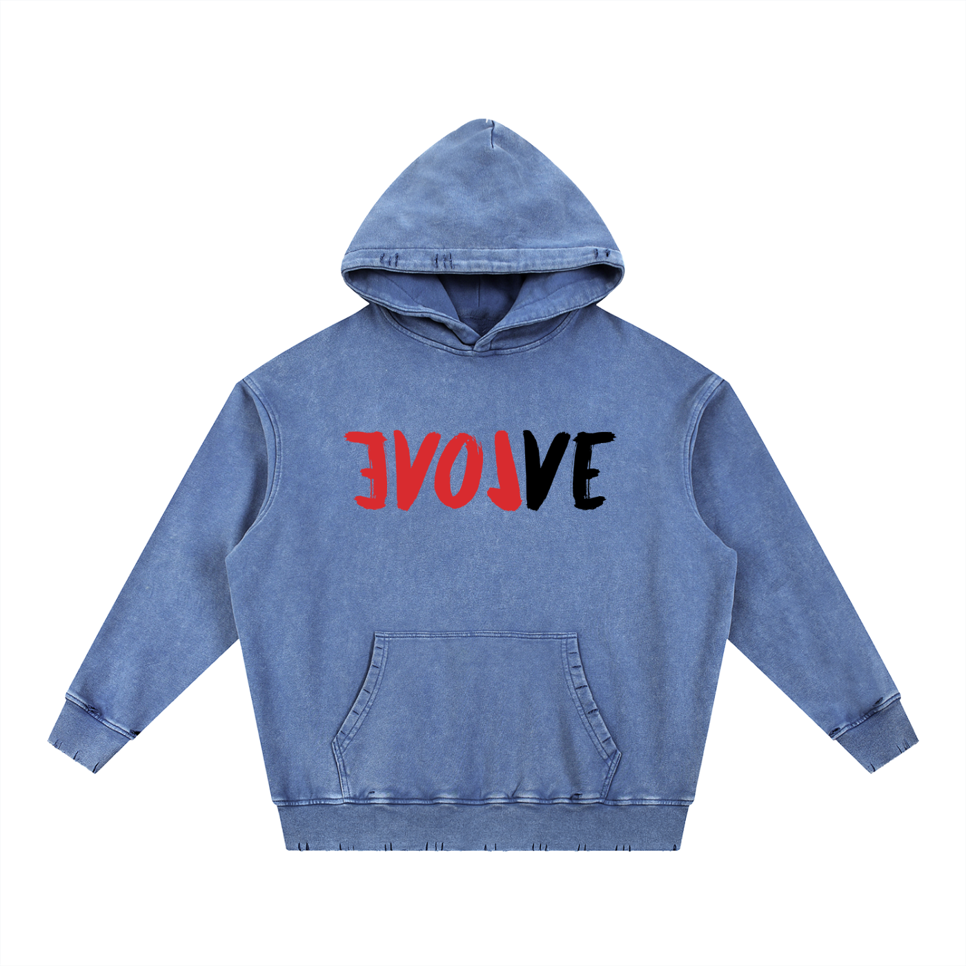 EVOLVE Snow Wash Hand-Frayed Heavyweight  Hoodie