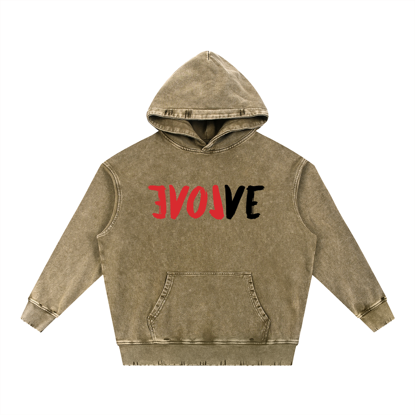 EVOLVE Snow Wash Hand-Frayed Heavyweight  Hoodie