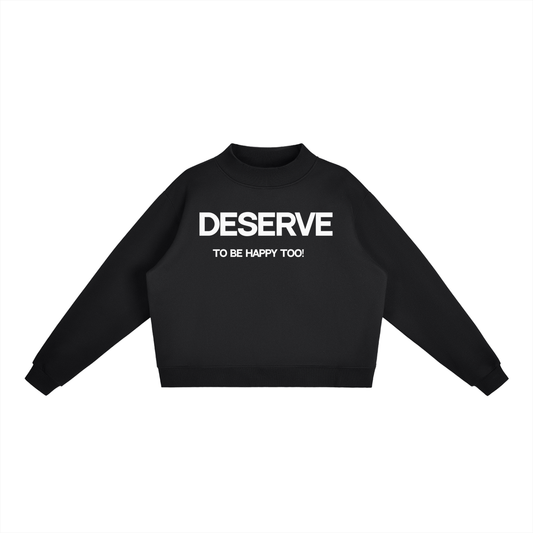 Happiness Essential Fleece Mock-Neck Crew Sweatshirt