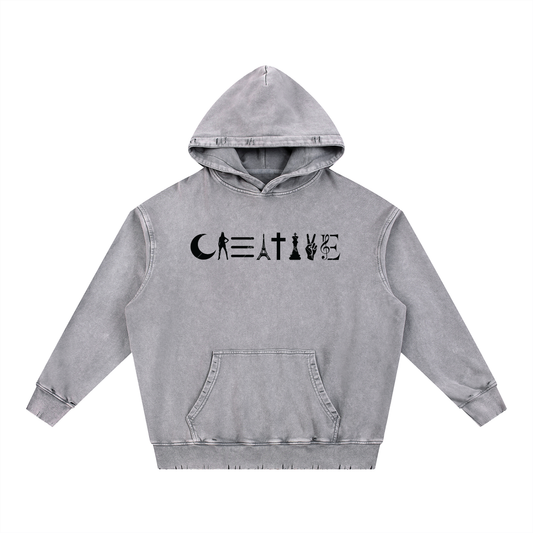 CREATIVE Snow Wash Hand-Frayed Heavyweight  Hoodie