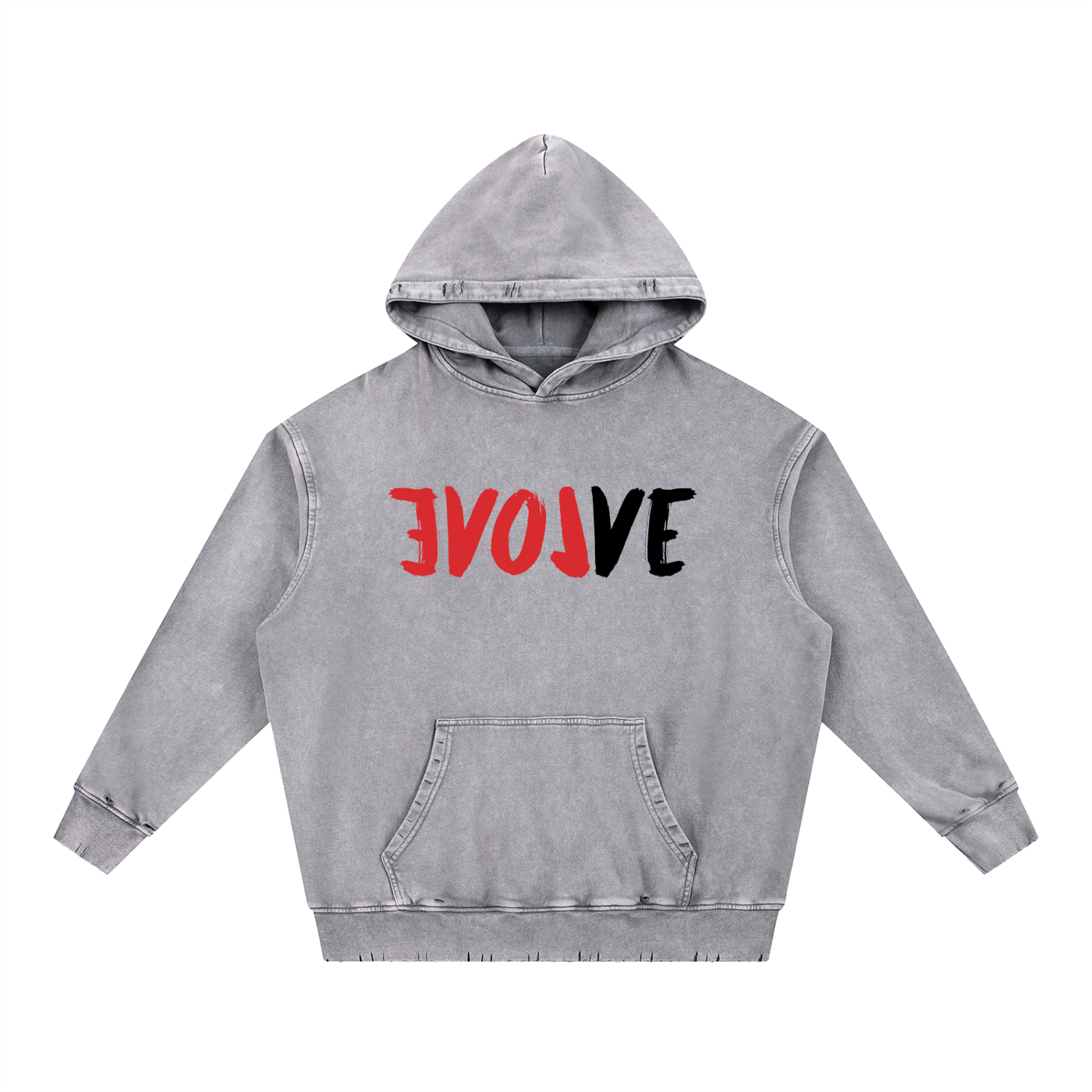 EVOLVE Snow Wash Hand-Frayed Heavyweight  Hoodie