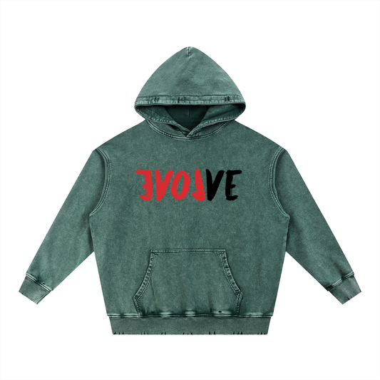 EVOLVE Snow Wash Hand-Frayed Heavyweight  Hoodie